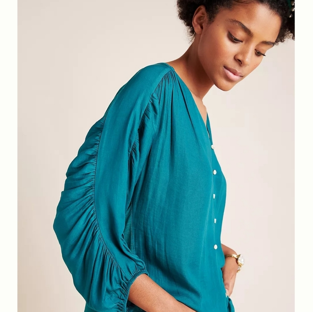 Dolan Ruched Buttondown Top By Anthropologie - image 3